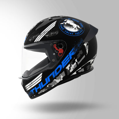 THUNDER D2 DECOR MATT BLACK & BLUE WITH SPOILER