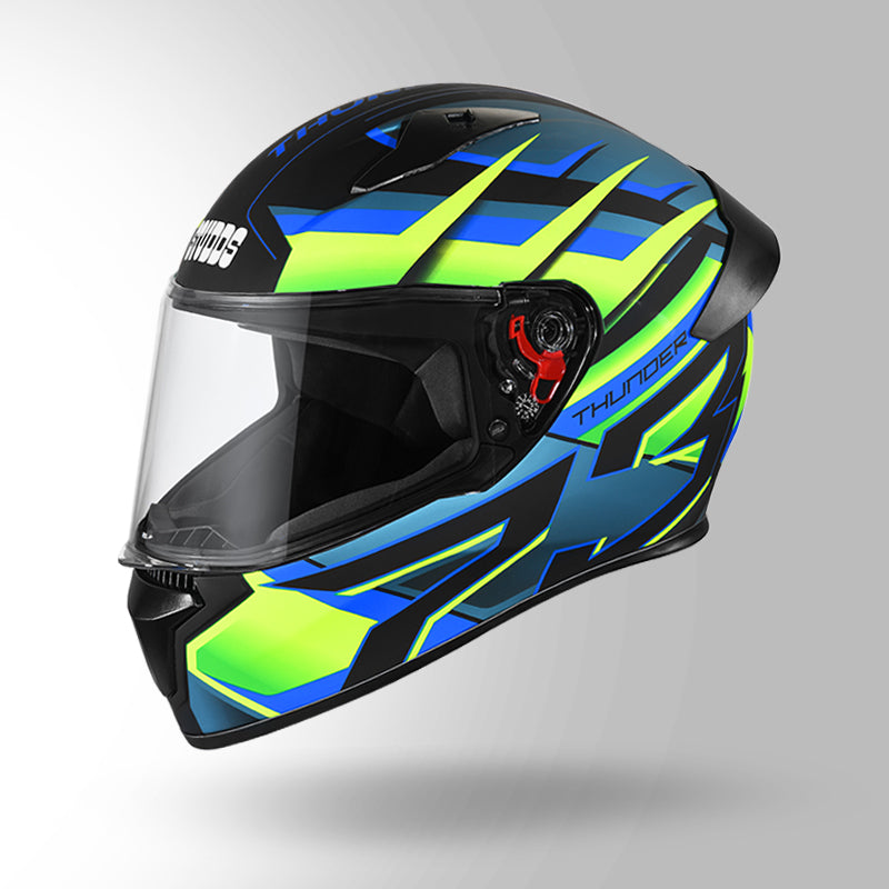 THUNDER D6 DECOR MATT BLACK / GREEN & BLUE WITH SPOILER