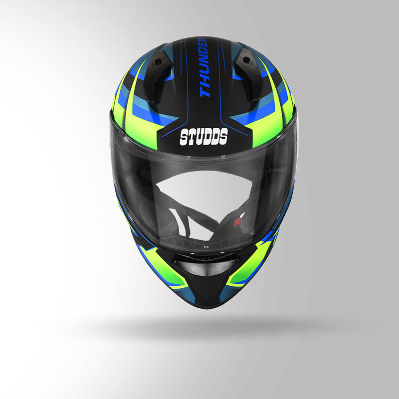 THUNDER D6 DECOR MATT BLACK / GREEN & BLUE WITH SPOILER