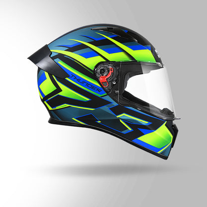 THUNDER D6 DECOR MATT BLACK / GREEN & BLUE WITH SPOILER