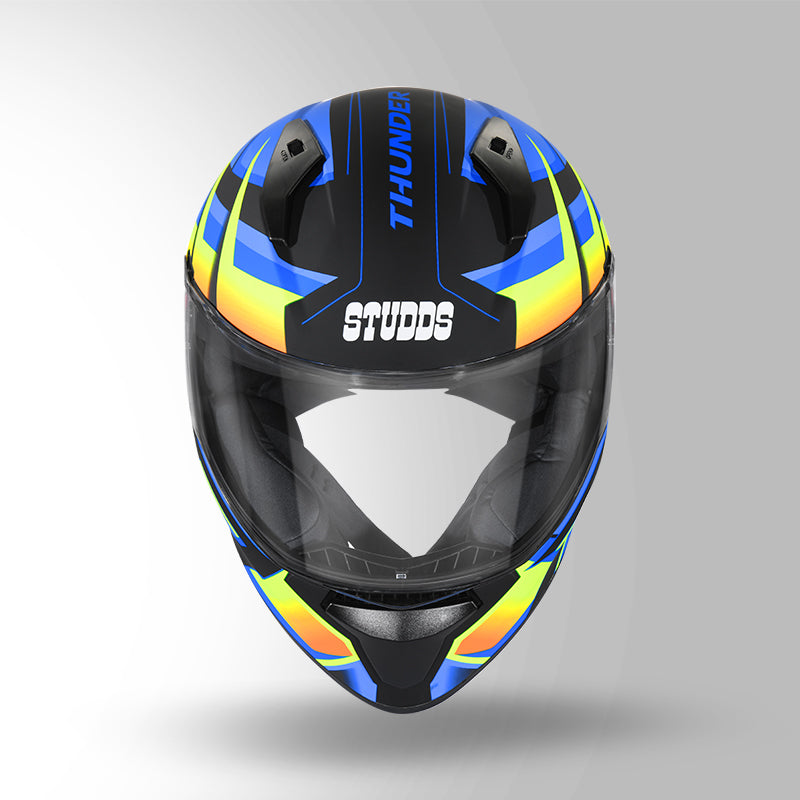 THUNDER D6 DECOR MATT BLACK / ORANGE & BLUE WITH SPOILER