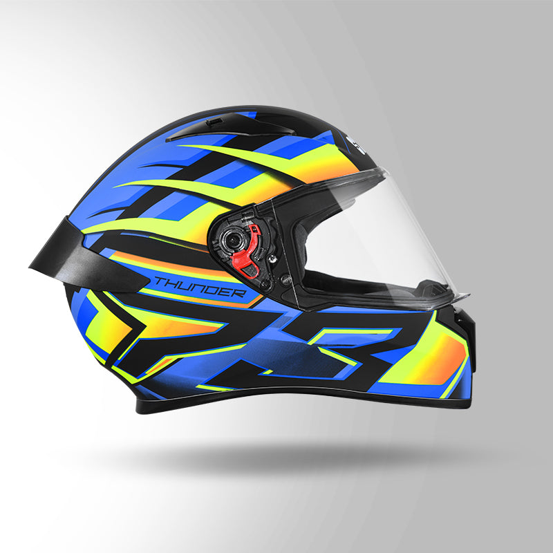 THUNDER D6 DECOR MATT BLACK / ORANGE & BLUE WITH SPOILER