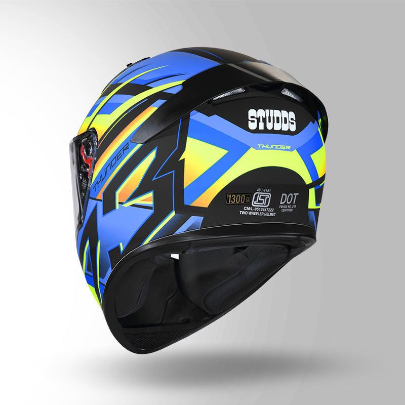 THUNDER D6 DECOR MATT BLACK / ORANGE & BLUE WITH SPOILER