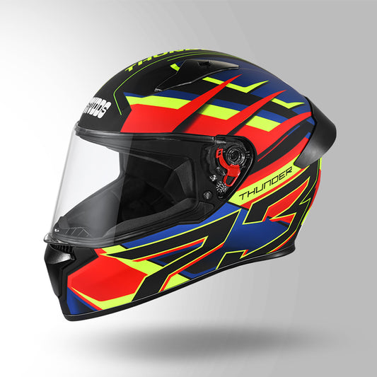 THUNDER D6 DECOR MATT BLACK / RED & BLUE WITH SPOILER