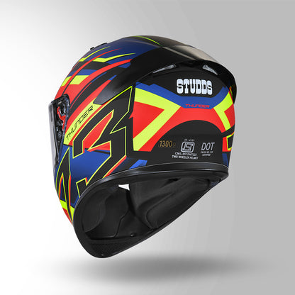 THUNDER D6 DECOR MATT BLACK / RED & BLUE WITH SPOILER