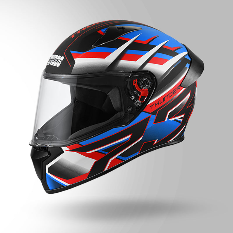 THUNDER D6 DECOR MATT BLACK / WHITE & BLUE WITH SPOILER