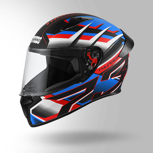 THUNDER D6 DECOR MATT BLACK / WHITE & BLUE WITH SPOILER