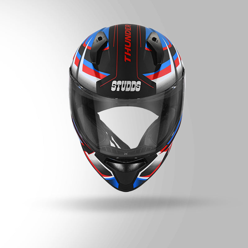 THUNDER D6 DECOR MATT BLACK / WHITE & BLUE WITH SPOILER