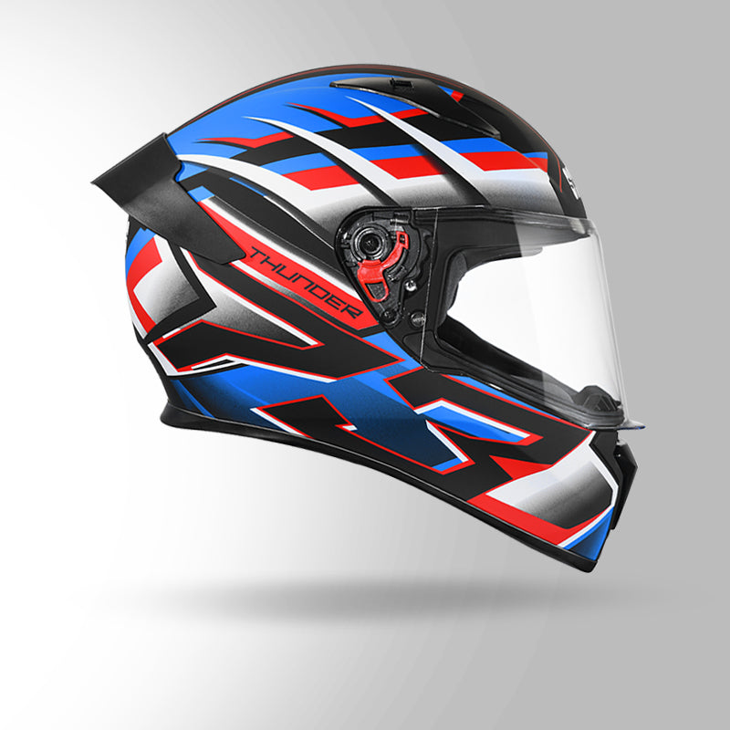 THUNDER D6 DECOR MATT BLACK / WHITE & BLUE WITH SPOILER