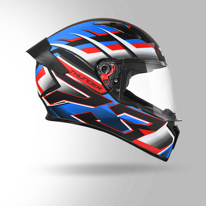 THUNDER D6 DECOR MATT BLACK / WHITE & BLUE WITH SPOILER