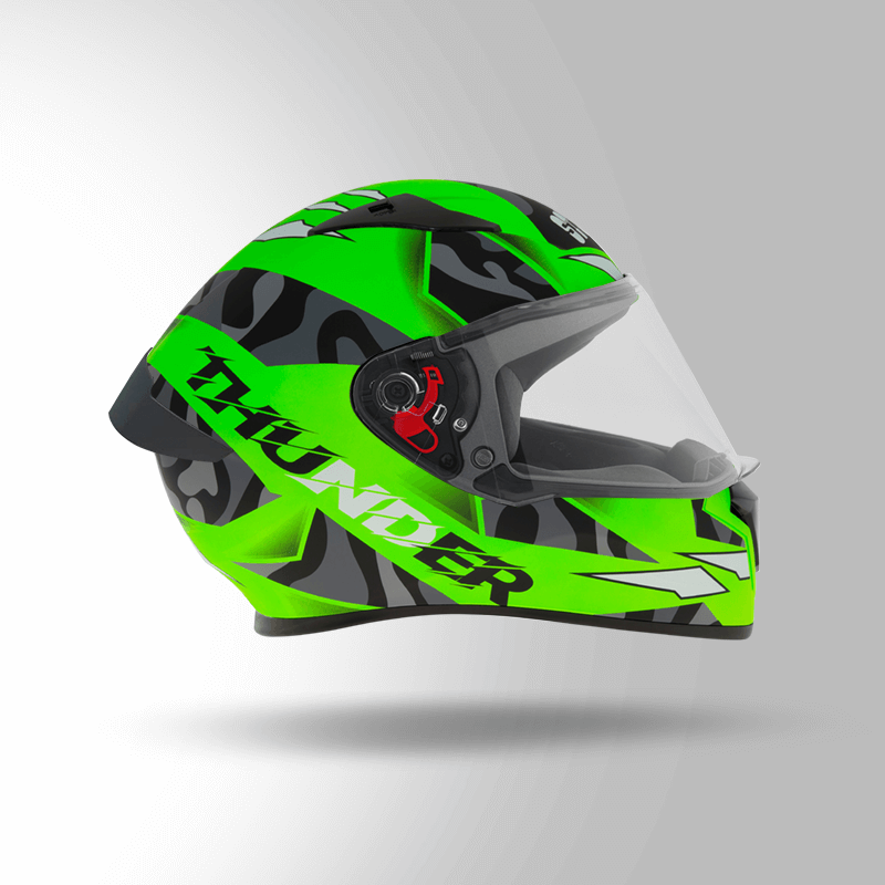 THUNDER D7 DECOR MATT NEON GREEN & BLACK WITH SPOILER
