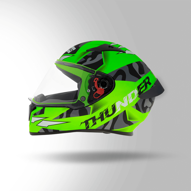 THUNDER D7 DECOR MATT NEON GREEN & BLACK WITH SPOILER