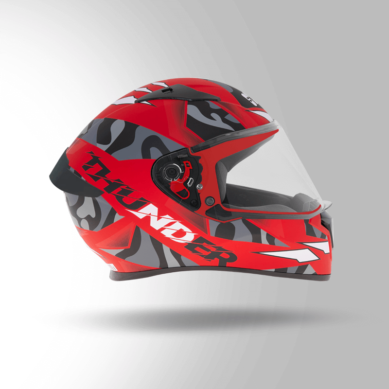 THUNDER D7 DECOR MATT RED & BLACK WITH SPOILER