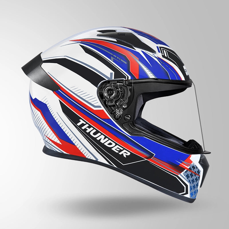 THUNDER D8 DECOR MATT WHITE & BLUE WITH SPOILER