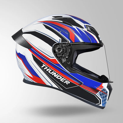 THUNDER D8 DECOR MATT WHITE & BLUE WITH SPOILER