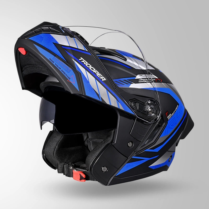 TROOPER D4 RACE DECOR MATT BLACK / GREY & BLUE