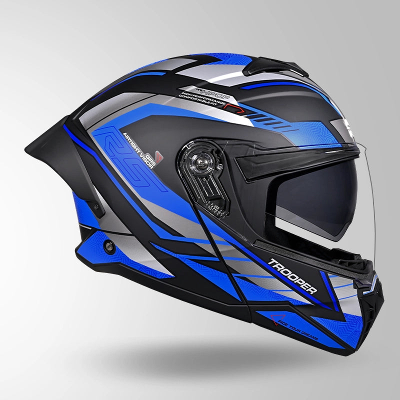 TROOPER D4 RACE DECOR MATT BLACK / GREY & BLUE