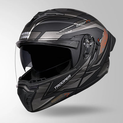 TROOPER D4 RACE DECOR MATT BLACK / ORANGE & GREY