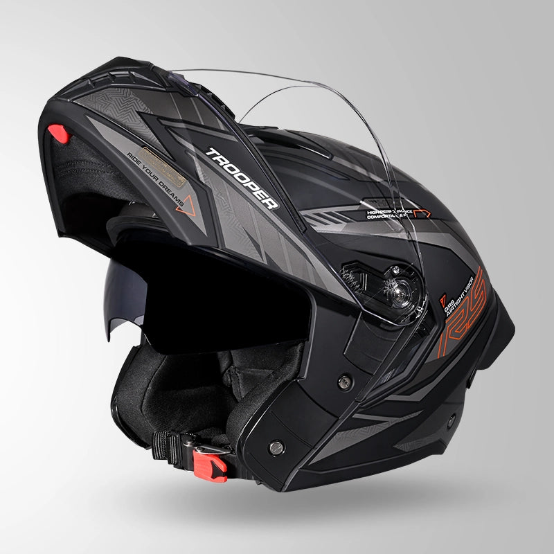 TROOPER D4 RACE DECOR MATT BLACK / ORANGE & GREY