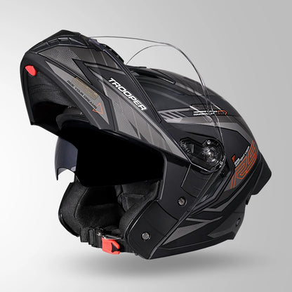 TROOPER D4 RACE DECOR MATT BLACK / ORANGE & GREY