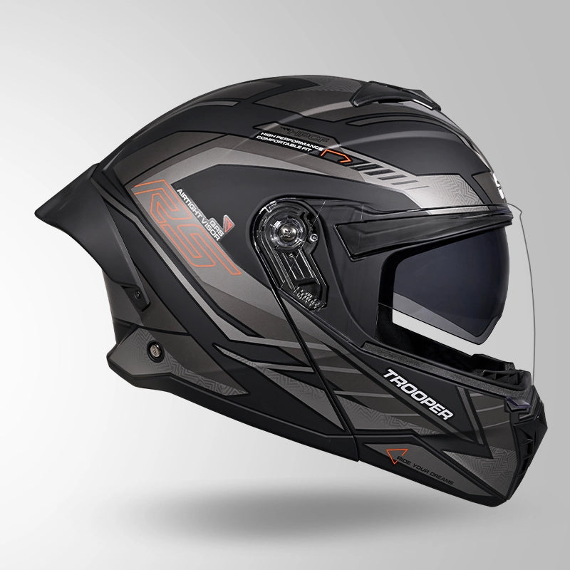 TROOPER D4 RACE DECOR MATT BLACK / ORANGE & GREY