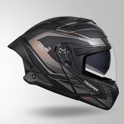 TROOPER D4 RACE DECOR MATT BLACK / ORANGE & GREY
