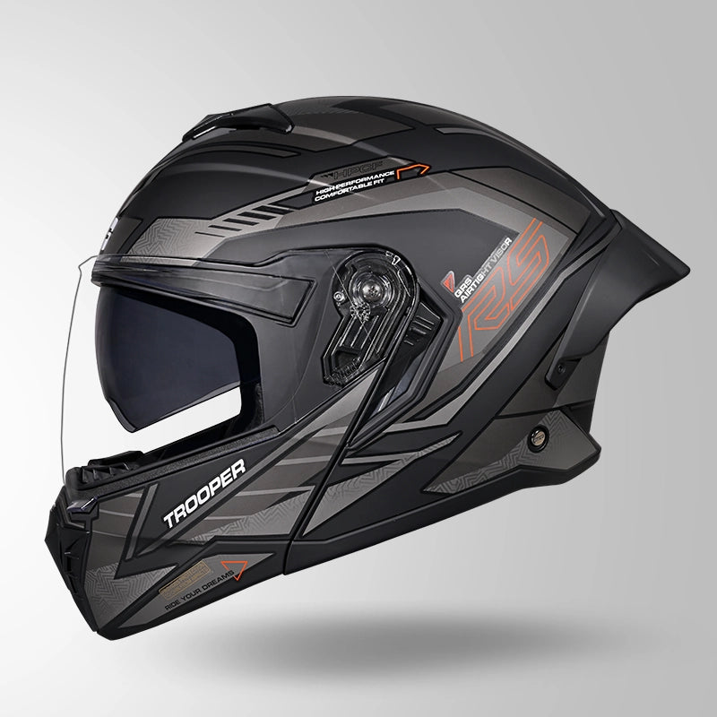TROOPER D4 RACE DECOR MATT BLACK / ORANGE & GREY