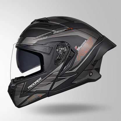TROOPER D4 RACE DECOR MATT BLACK / ORANGE & GREY