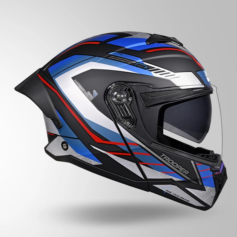 TROOPER D4 RACE DECOR MATT BLACK / RED & BLUE
